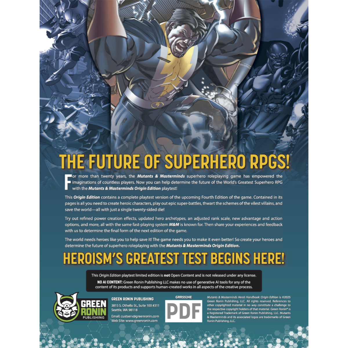 Mutants & Masterminds Hero's Handbook 4th Edition Playtest Origin Edition