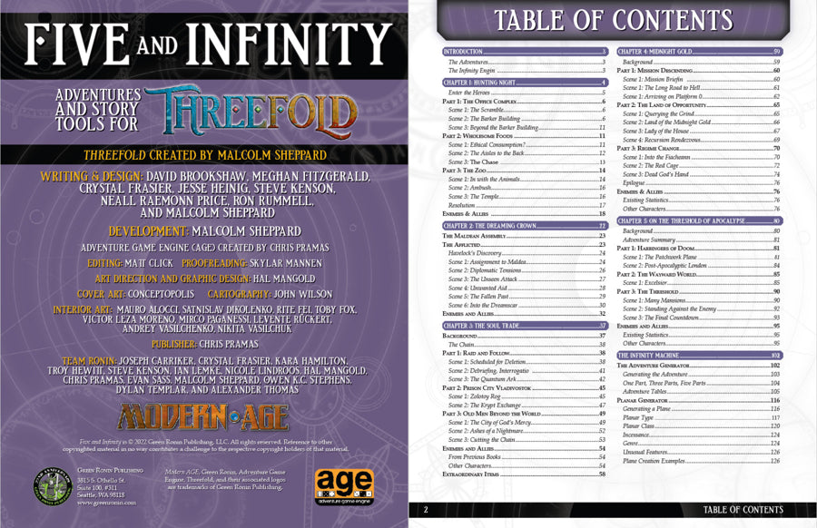 Five and Infinity: Threefold Adventure Series for Modern AGE (PDF)