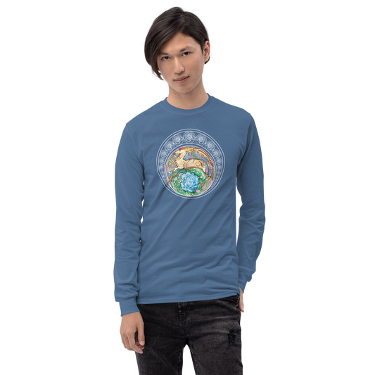 Blue Rose Golden Hart Unisex Long Sleeve Shirt