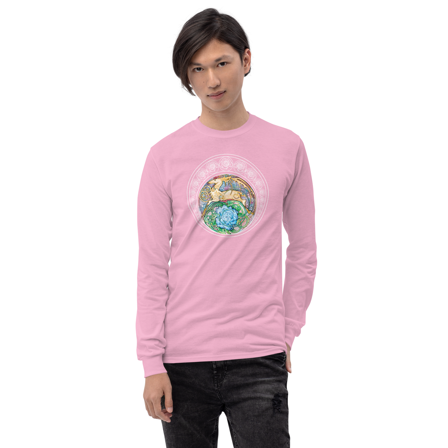 Blue Rose Golden Hart Unisex Long Sleeve Shirt