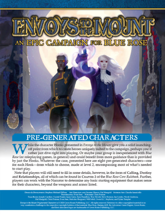 Envoys to the Mount Pre-Generated Characters (Free Blue Rose PDF)