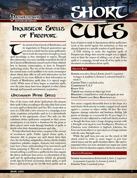 Pathfinder Short Cuts: Inquisitor Spells of Freeport (PDF)