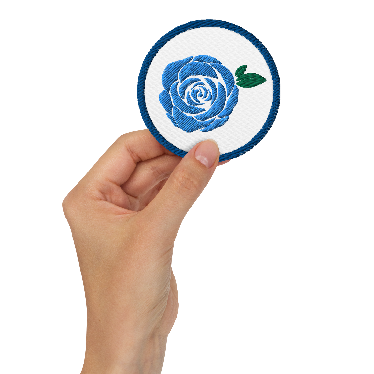 Blue Rose Embroidered Patch