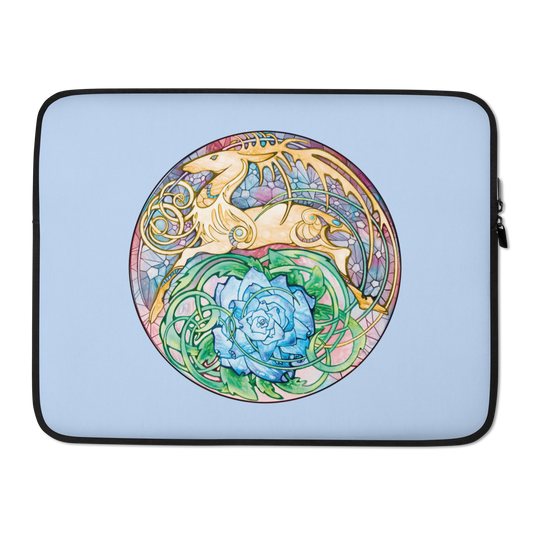 Blue Rose Golden Hart Laptop Sleeve